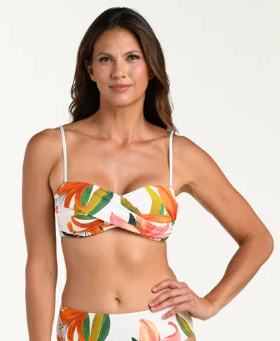 La Blanca Women's Jungle Blossoms Twist Bandeau Swim Top In Multi