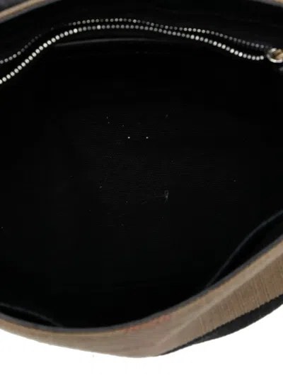 Pre-owned Burberry 2000-2017 Mega Check Canvas And Grained Calfskin Gowan Crossbody Bag In Brown