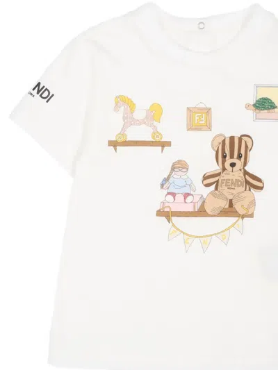 Fendi Graphic Short-sleeve T-shirt In Neutral
