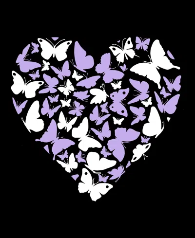 La Pop Art Women's Butterfly Heart Word Art Crewneck Sweatshirt In Black