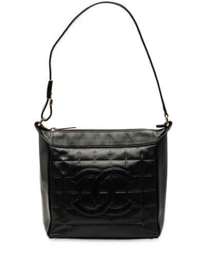 Pre-owned Chanel 2000-2002 Cc Chocolate Bar Lambskin Shoulder Bag In Black