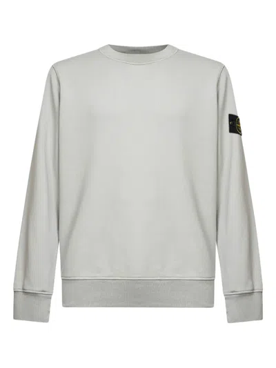 Stone Island Ribbed Badge Sweatshirt In Gray