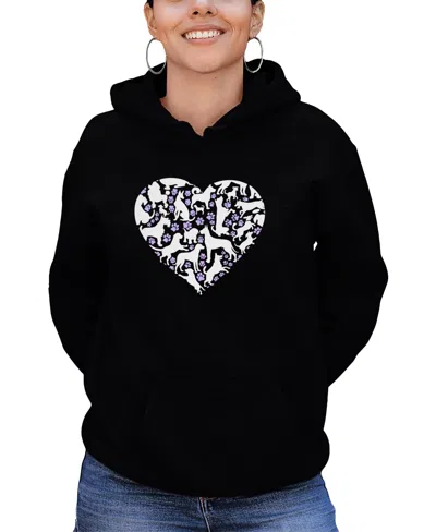 La Pop Art Women's Dog Heart Word Art Long Sleeve Sweatshirt In Black