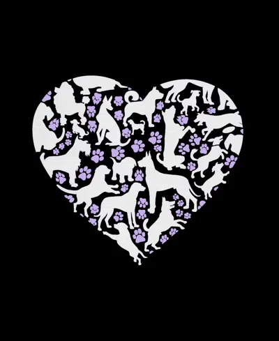 La Pop Art Women's Dog Heart Word Art Crewneck Sweatshirt In Black