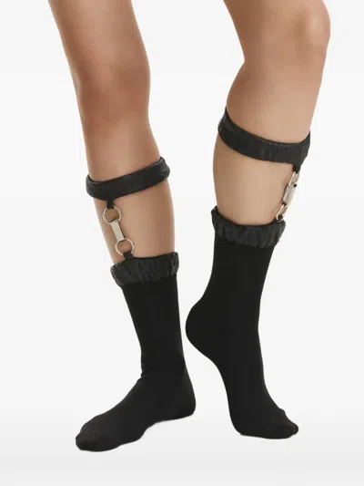 Vestiaire D'un Oiseau Libre Suspender-ring Socks In Black