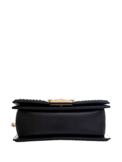 Pre-owned Chanel 2016-2017 Small Calfskin Chain Around Boy Top Handle Flap Satchel In Black