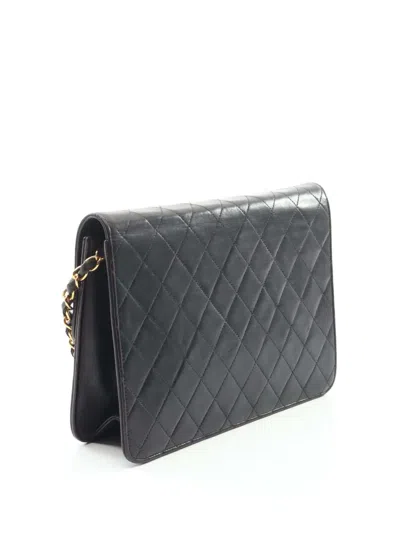 Pre-owned Chanel 1997-1999 Cc Quilted Lambskin Single Flap Shoulder Bag In Black