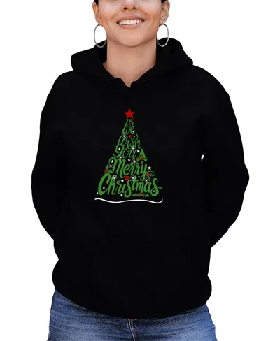 La Pop Art Women's We Wish You A Merry Christmas Word Art Long Sleeve Sweatshirt In Black