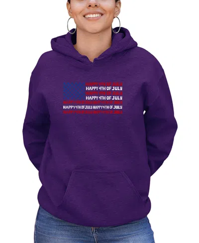La Pop Art Women's Happy Word Art Long Sleeve Sweatshirt In Purple