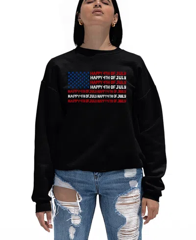 La Pop Art Women's Happy 4th Of July Word Art Crewneck Sweatshirt In Black