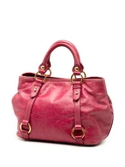 Pre-owned Miu Miu 2010 Vitello Lux Satchel In Pink