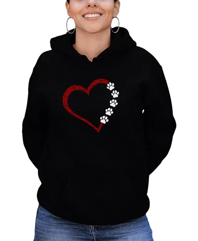 La Pop Art Women's Meow Heart Word Art Long Sleeve Sweatshirt In Black