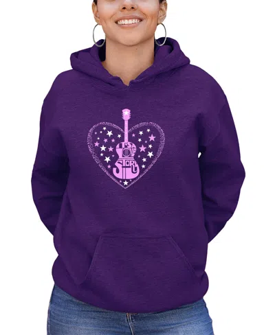 La Pop Art Women's It's A Love Story Word Art Long Sleeve Sweatshirt In Purple