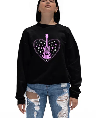 La Pop Art Women's It's A Love Story Word Art Crewneck Sweatshirt In Black