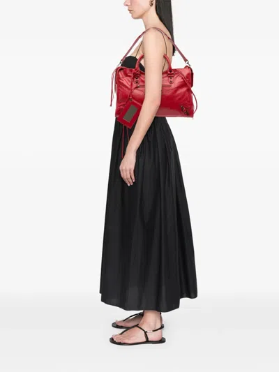 Pre-owned Balenciaga 2021 Medium Lambskin Motocross Classic City Satchel In Red