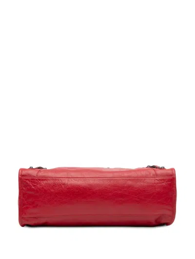 Pre-owned Balenciaga 2021 Medium Lambskin Motocross Classic City Satchel In Red