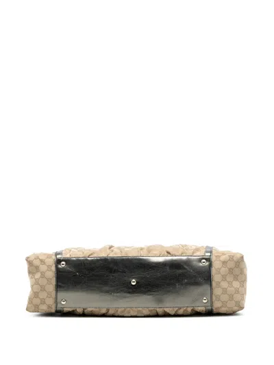 Pre-owned Gucci 2016-2025 Gg Canvas Bamboo Dialux Pop Tote Bag In Brown