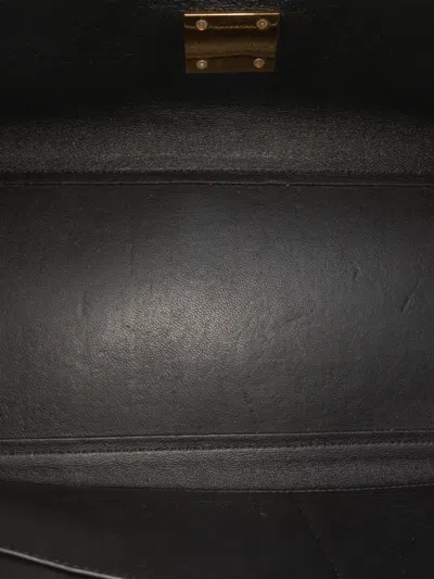 Pre-owned Celine 2015 Small Tricolor Leather Trapeze Satchel In Black