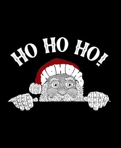 La Pop Art Women's Peeking Santa Word Art Crewneck Sweatshirt In Black