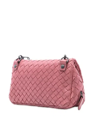 Pre-owned Bottega Veneta 2012-2025 Mini Nappa Intrecciato Expandable Chain Crossbody Bag In Pink
