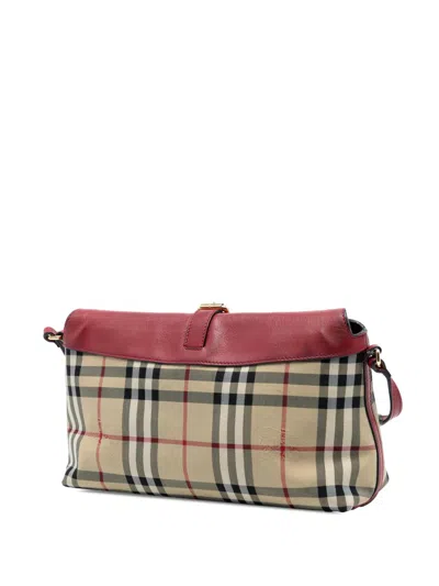 Pre-owned Burberry 2000-2017 Haymarket Check Canvas Leah Crossbody Bag In Brown