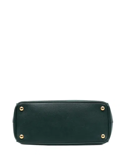 Pre-owned Prada 2010-2025 Medium Saffiano Lux Galleria Double Zip Satchel In Green