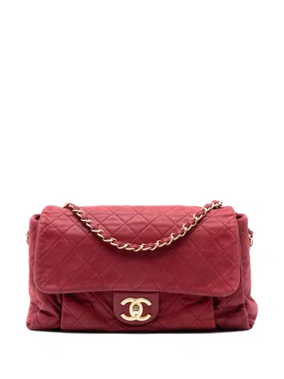 Pre-owned Chanel 2012-2013 Large Aged Calfskin Chic Quilt Flap Shoulder Bag In Red