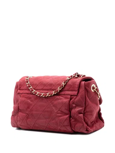 Pre-owned Chanel 2012-2013 Large Aged Calfskin Chic Quilt Flap Shoulder Bag In Red