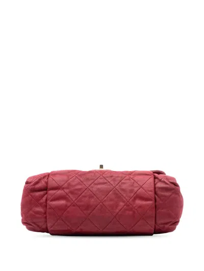 Pre-owned Chanel 2012-2013 Large Aged Calfskin Chic Quilt Flap Shoulder Bag In Red