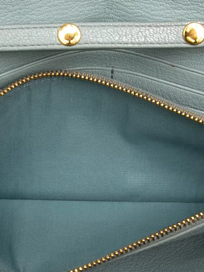 Pre-owned Miu Miu 2010-2025 Bicolor Goatskin Madras Wallet On Chain Crossbody Bag In Blue