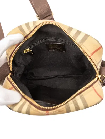 Pre-owned Burberry 2000-2017 Haymarket Check Coated Canvas Crossbody Bag In Brown