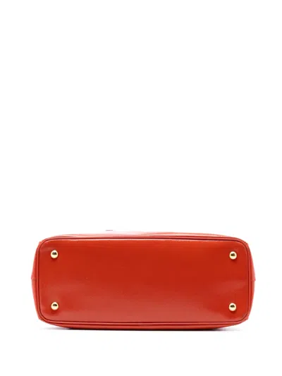 Pre-owned Prada 2013-2025 Large Saffiano Vernice Galleria Satchel In Orange