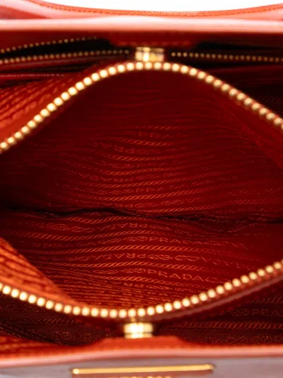 Pre-owned Prada 2013-2025 Large Saffiano Vernice Galleria Satchel In Orange