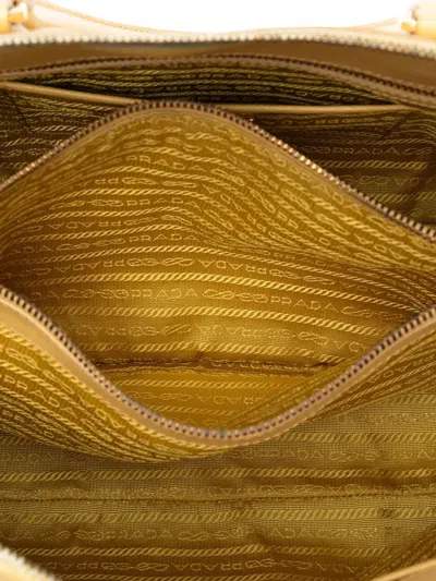 Pre-owned Prada 2021-2025 Large Saffiano Lux Promenade Satchel In Yellow