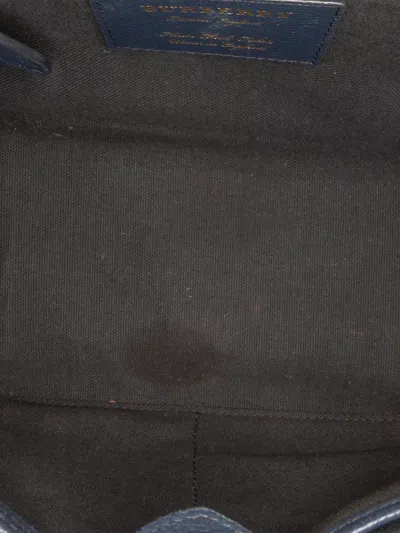 Pre-owned Burberry 2000-2017 Small Grainy Calfskin And House Check Banner Satchel In Blue