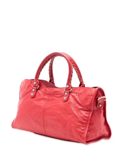 Pre-owned Balenciaga 2005-2025 Lambskin Motocross Giant 12 Part Time Satchel In Red