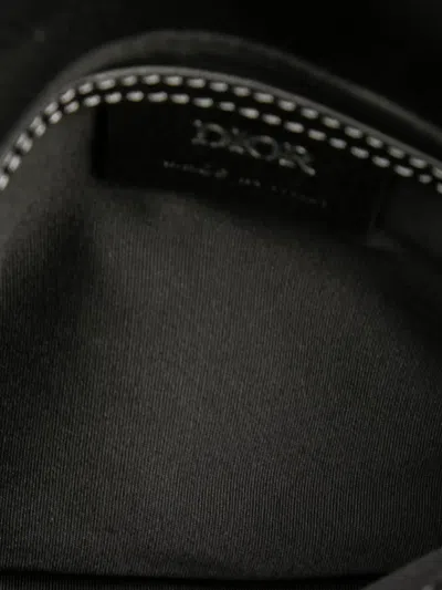 Pre-owned Dior 2018 Grained Calfskin Saddle Flat Messenger Bag Crossbody Bag In Black