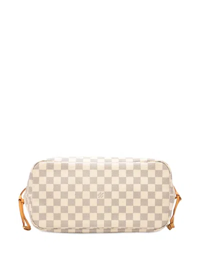 Pre-owned Louis Vuitton 2012 Damier Azur Neverfull Mm Tote Bag In White
