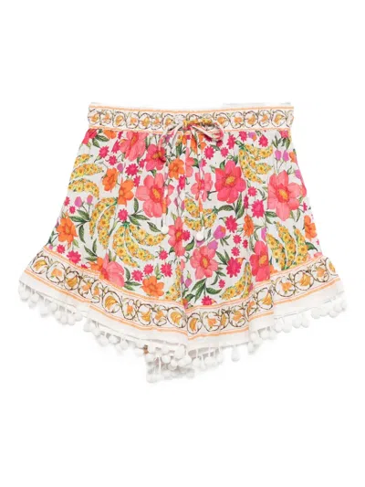Farm Rio Floral-print Pom-pom Shorts In Multi