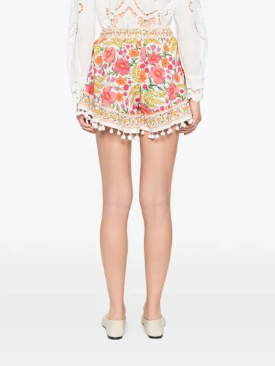 Farm Rio Floral-print Pom-pom Shorts In Multi