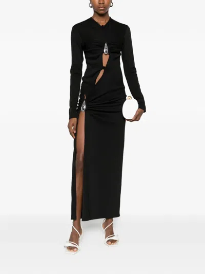 Christopher Esber Crystal-pendant Open-twist Midi Dress In Black