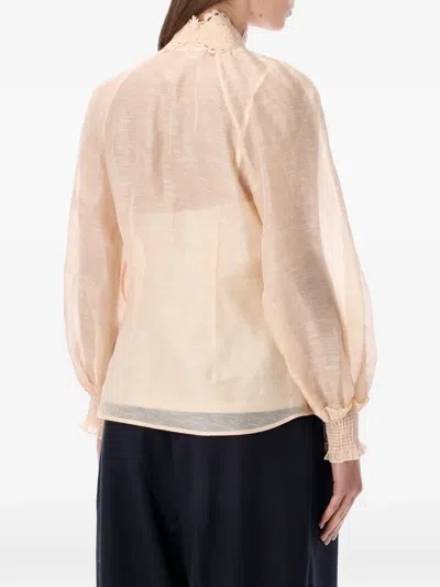 Zimmermann Rebellion Lace-collar Shirt In Neutral