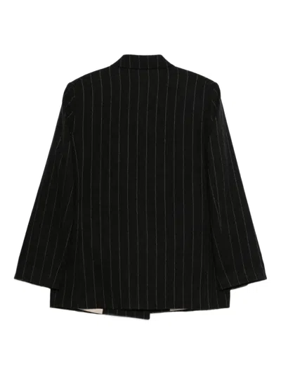 Alysi Pinstripe Double-breasted Jacket In Black