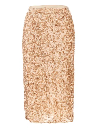 Weekend Max Mara Ribbon Waistband Midi Skirt In Brown