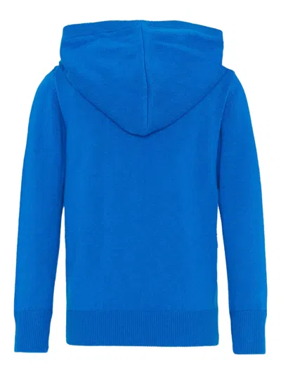 Mc2 Saint Barth Logo Knitted Hoodie In Blue