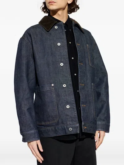 Loewe Corduroy-trimmed Denim Jacket In Blue