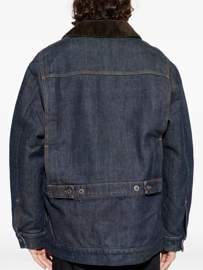 Loewe Corduroy-trimmed Denim Jacket In Blue