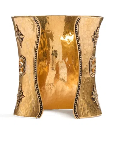 Valentino Cuffy Hammered-pattern Bracelet In Gold