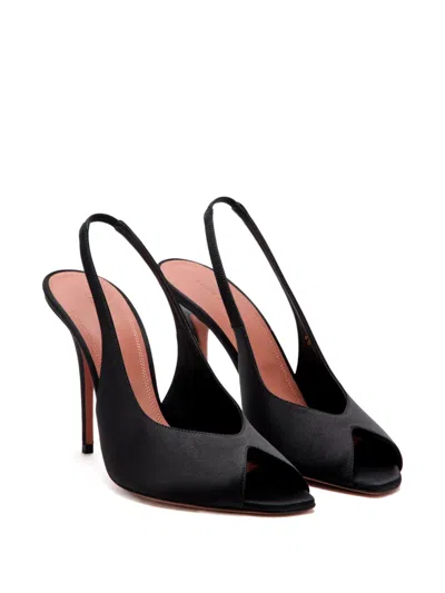 Amina Muaddi Kristina Slingback Peep-toe Pumps In Black