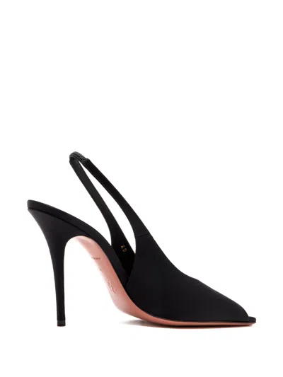 Amina Muaddi Kristina Slingback Peep-toe Pumps In Black